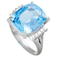 LB Exclusive Platinum 0.40 Ct Diamond and Topaz Ring