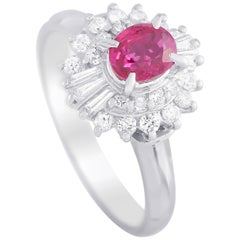 LB Exclusive Platinum 0.41 Carat Diamond and Ruby Ring
