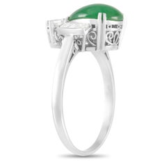 LB Exclusive Platinum 0.41 Carat Diamond and 1.90 Carat Jade Ring