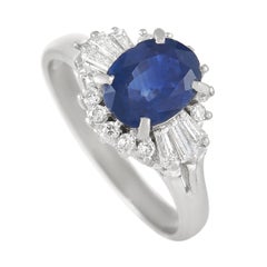LB Exclusive Platinum 0.41 Ct Diamond and Sapphire Ring