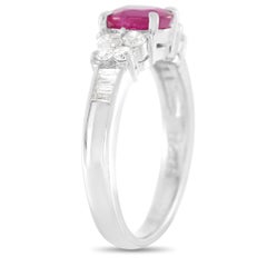 LB Exclusive Platinum 0.43 Carat Diamond and 1.00 Carat Ruby Ring