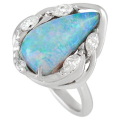 LB Exclusive Platinum 0.43 Ct Diamond and Boulder Opal Ring
