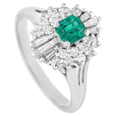 LB Exclusive Platinum 0.43 Ct Diamond and Emerald Ring