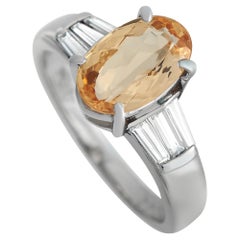 LB Exclusive Platinum 0.43 Ct Diamond and Imperial Topaz Ring