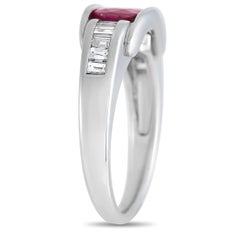 LB Exclusive Platinum 0.43 Ct Diamond and Ruby Ring