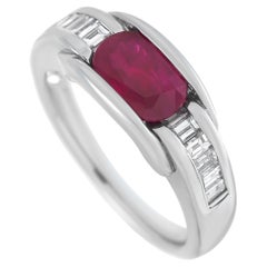 LB Exclusive Platinum 0.43 Ct Diamond and Ruby Ring