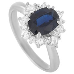 LB Exclusive Platinum 0.44 Carat Diamond and 1.65 Carat Sapphire Ring