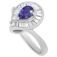 LB Exclusive Platinum 0.44 Carat Diamond and Sapphire Ring