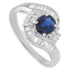 LB Exclusive Platinum 0.45 Carat Diamond and 0.80 Carat Sapphire Ring