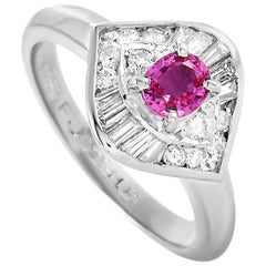 LB Exclusive Platinum 0.45 Carat Diamond and Ruby Ring