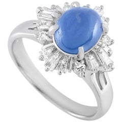 LB Exclusive Platinum 0.45 Carat Diamond and Sapphire Ring