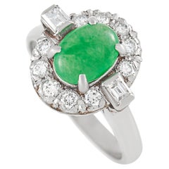LB Exclusive Platinum 0.45 Ct Diamond and Jade Ring LB Exclusive Platinum 0.45 Ct Diamond and Jade Ring