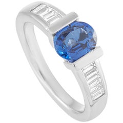 LB Exclusive Platinum 0.46 Carat Diamond and Sapphire Ring