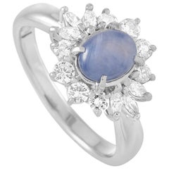 LB Exclusive Platinum 0.46 Carat Diamond and Star Sapphire Ring