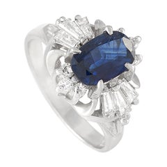 LB Exclusive Platinum 0.46 Ct Diamond and Blue Sapphire Ring
