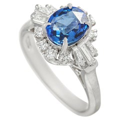 LB Exclusive Platinum 0.46 ct Diamond and Sapphire Ring