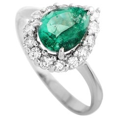 LB Exclusive Platinum 0.47 Carat Diamond and Emerald Ring