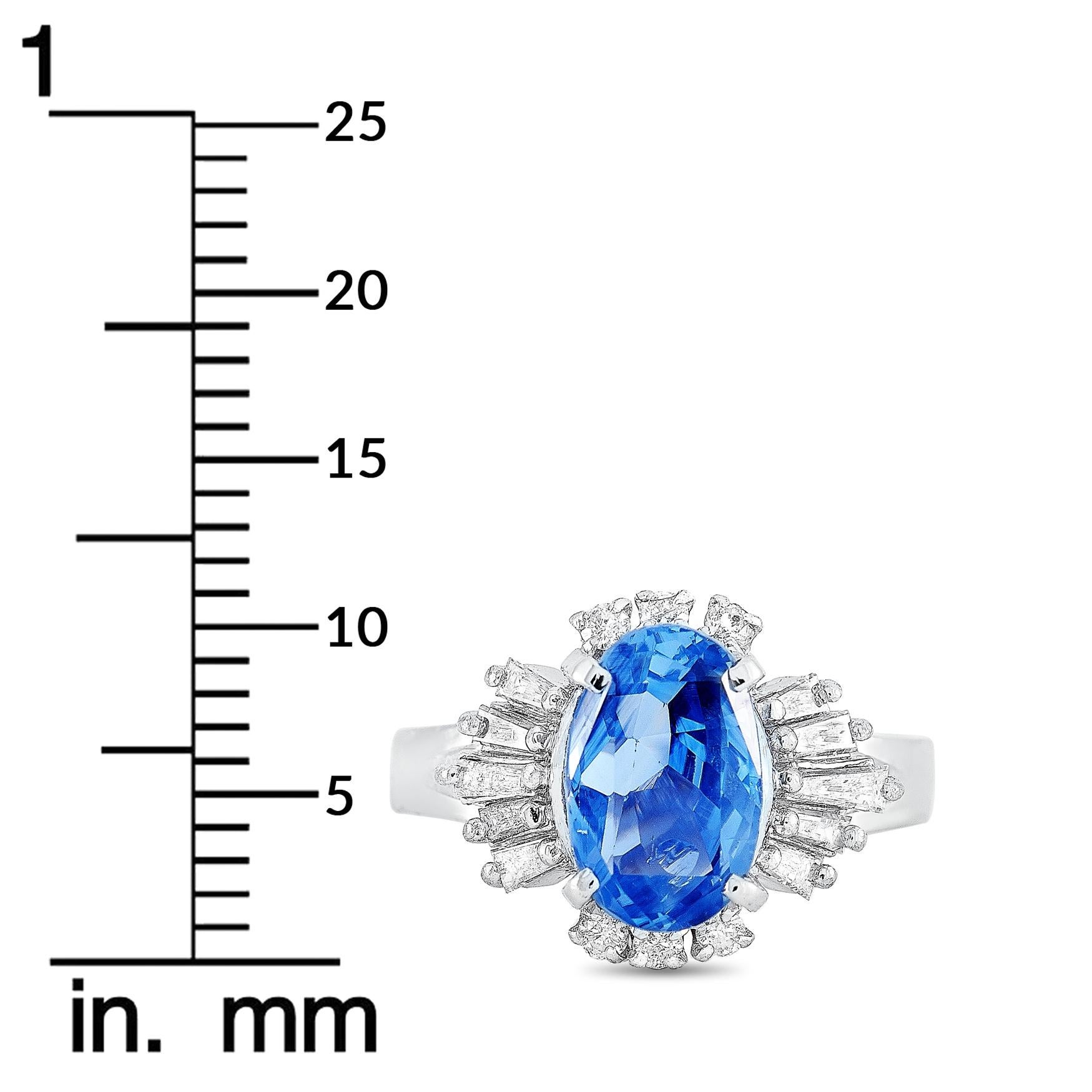 LB Exclusive Platinum 0.47 Carat Diamond and Sapphire Ring 1