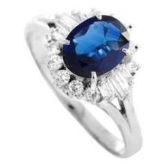 LB Exclusive Platinum 0.48 Carat Diamond and Sapphire Ring