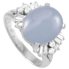 LB Exclusive Platinum 0.48 Carat Diamond and Star Sapphire Ring