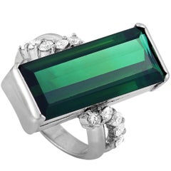 LB Exclusive Platinum 0.48 Carat Diamond and Tourmaline Ring