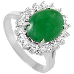 LB Exclusive Platinum 0.49 Carat Diamond and Jade Ring