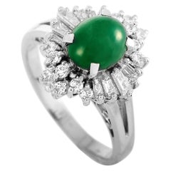 LB Exclusive Platinum 0.49 Carat Diamond and Jade Ring