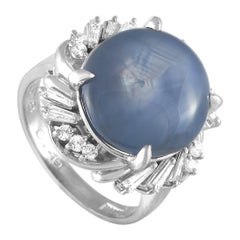LB Exclusive Platinum 0.49 Carat Diamond and Sapphire Ring