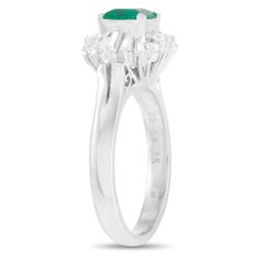 LB Exclusive Platinum 0.49 Carat Diamond and 0.70 Carat Emerald Ring
