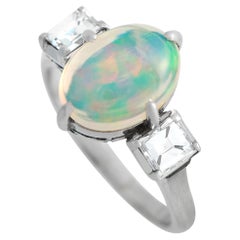 LB Exclusive Platinum 0.49ct Diamond and Opal Ring