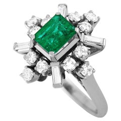 LB Exclusive Platinum 0.50 Carat Diamond and Emerald Ring