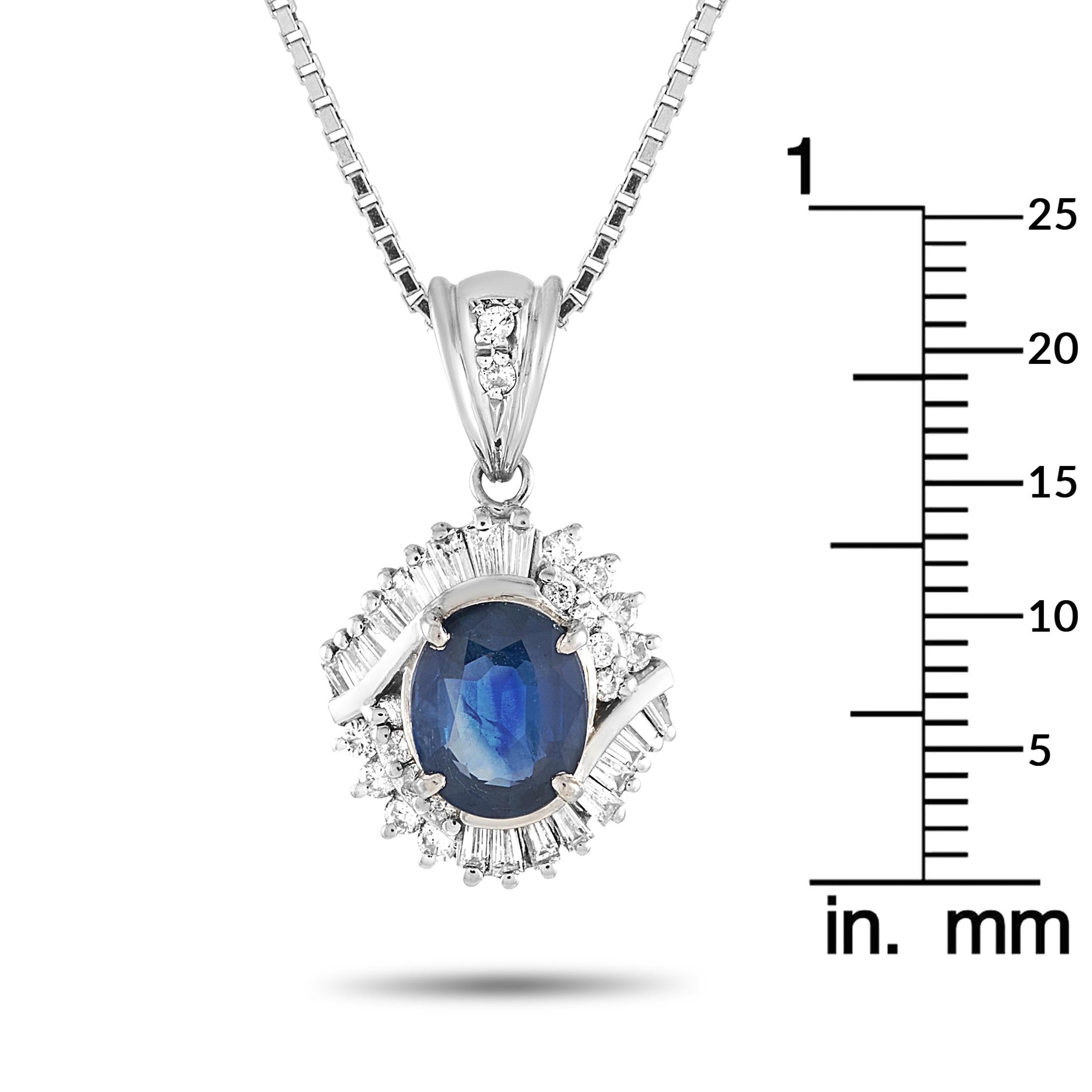 LB Exclusive Platinum 0.50 Carat Diamond and Sapphire Pendant Necklace In Excellent Condition In Southampton, PA