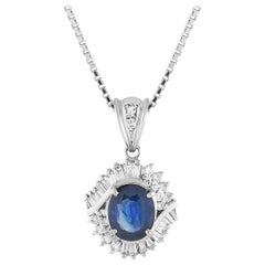 LB Exclusive Platinum 0.50 Carat Diamond and Sapphire Pendant Necklace LB Exclusive Platinum 0.50 Carat Diamond and Sapphire Pendant Necklace