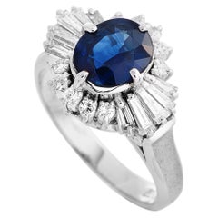 LB Exclusive Platinum 0.50 Carat Diamond and Sapphire Ring
