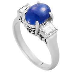 LB Exclusive Platinum 0.50 Carat Diamond and Sapphire Ring