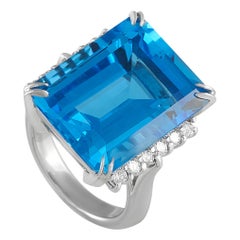 LB Exclusive Platinum 0.50 Carat Diamond and Topaz Ring