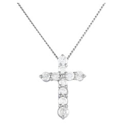 LB Exclusive Platinum 0.50 Ct Diamond Cross Necklace