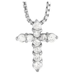 LB Exclusive Platinum 0.50 ct Diamond Cross Pendant Necklace