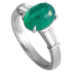 LB Exclusive Platinum 0.50ct Diamond and Emerald Ring MF03-101623