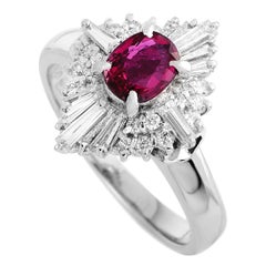 LB Exclusive Platinum 0.51 Carat Diamond and Ruby Marquise Ring