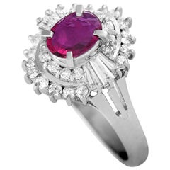 LB Exclusive Platinum 0.51 Carat Diamond and Ruby Ring