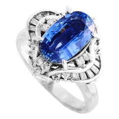 LB Exclusive Platinum 0.51 Carat Diamond and Sapphire Ring
