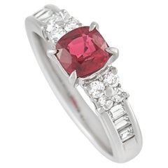 LB Exclusive Platinum 0.51 Ct Diamond and Spinel Ring
