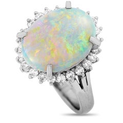 LB Exclusive Platinum 0.52 ct Diamond and Opal Ring
