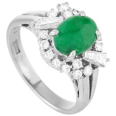 LB Exclusive Platinum 0.53 Carat Diamond and Jade Ring LB Exclusive Platinum 0.53 Carat Diamond and Jade Ring