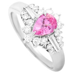 LB Exclusive Platinum 0.53 Carat Diamond and Pink Sapphire Ring