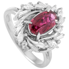 LB Exclusive Platinum 0.53 Carat Diamond and Ruby Ring