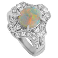 LB Exclusive Platinum 0.53 Ct Diamond and Opal Ring