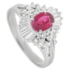 LB Exclusive Platinum 0.53 Ct Diamond and Ruby Ring