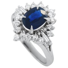 LB Exclusive Platinum 0.54 Carat Diamond and Sapphire Ring